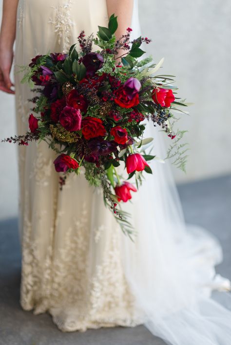 berry cascading bridal bouquet